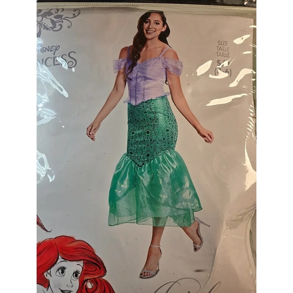 WOMEN'S ARIEL DELUXE COSTUME Sz 4-6  Adult Halloween Costume Party Dress Disney